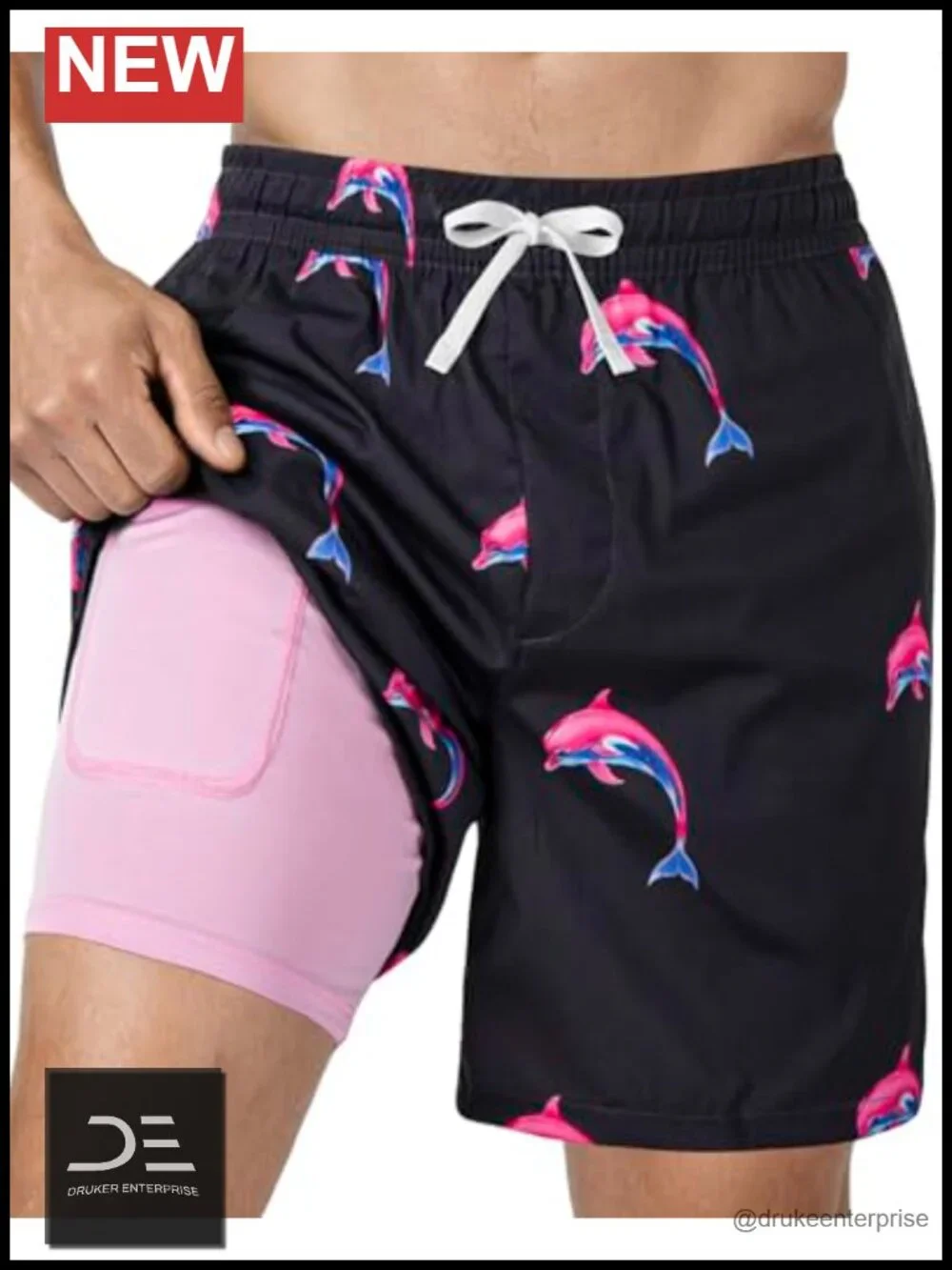 Men's 2-in-1 Board Shorts with Compression Liner Quick Dry